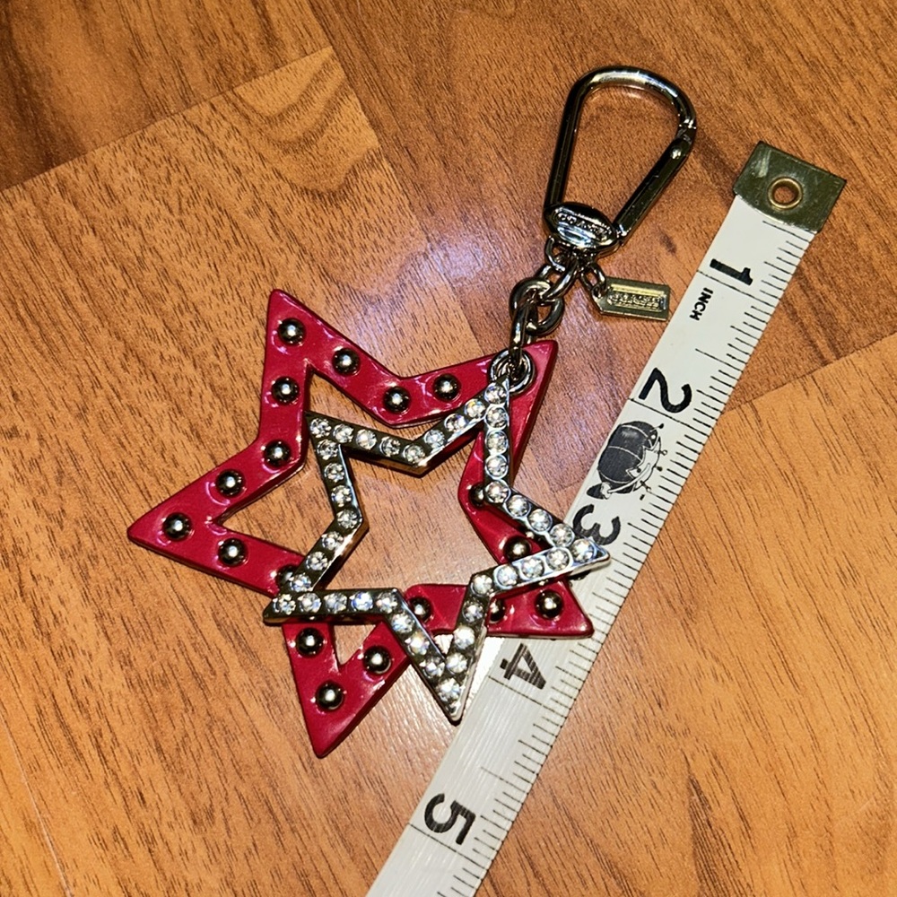Coach Patent Red Star Rhinestone Keychain - Picture 6 of 11